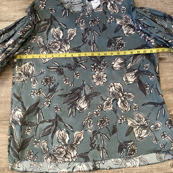 MaxMara Nina Floral Puff Sleeve Blouse - Blue - Picture 6 of 7